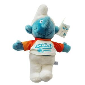 Vintage 1981 Wallace Berrie Football Smurf‎ Plush Toy with Tags Peyo #645